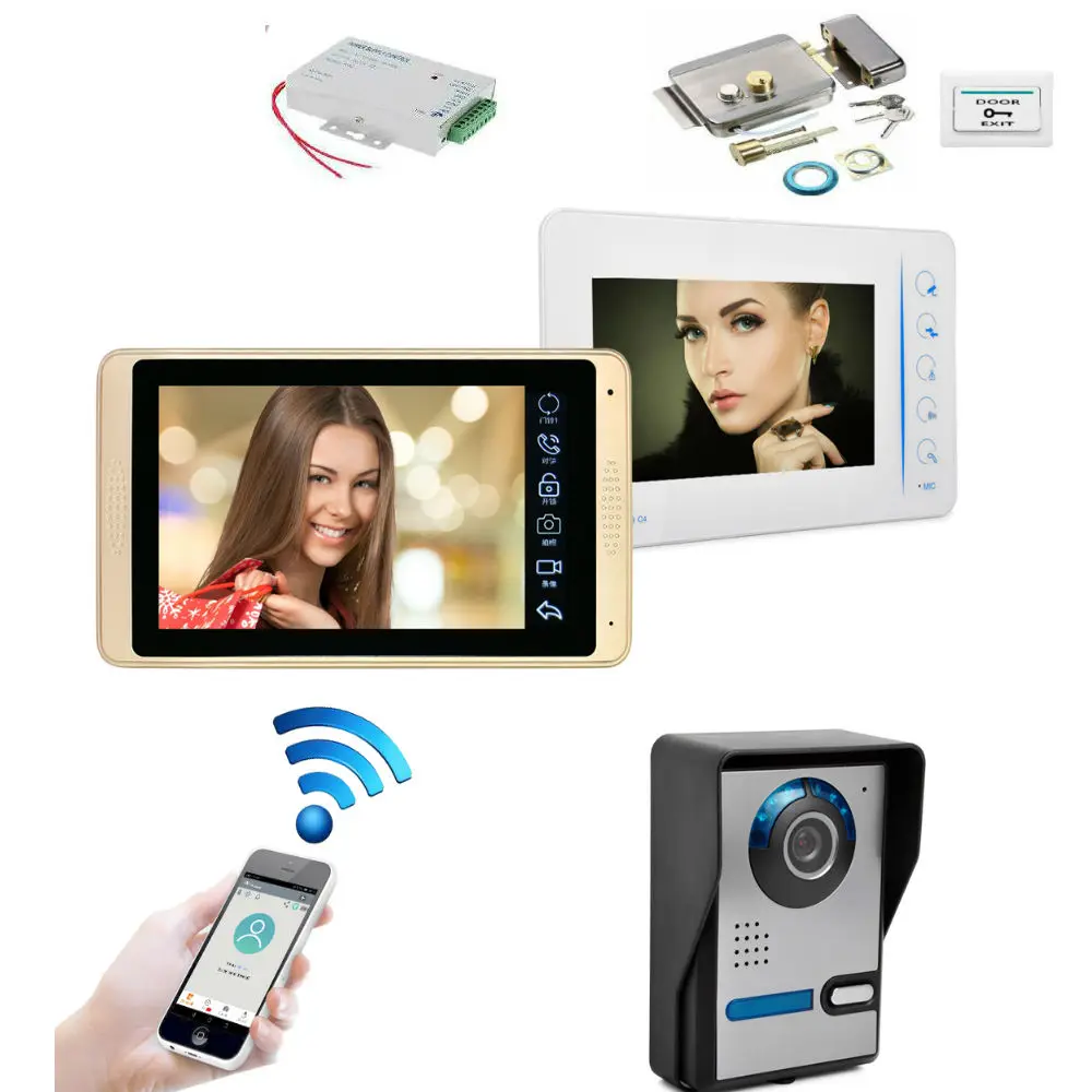 7\ LCD wired WiFi Video Door Phone Intercom Doorbell System Kit IR Camera Door bell Intercom Doorphone with Electric Lock 7\ LCD wired WiFi Video Door Phone Intercom Doorbell System Kit IR Camera Door bell Intercom Doorphone with Electric Lock