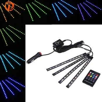 

POSSBAY 4x 9LED/12LED/18LED Car Interior Decoration Atmosphere Light Strip Lights with Remote Control Colorful LED Bar