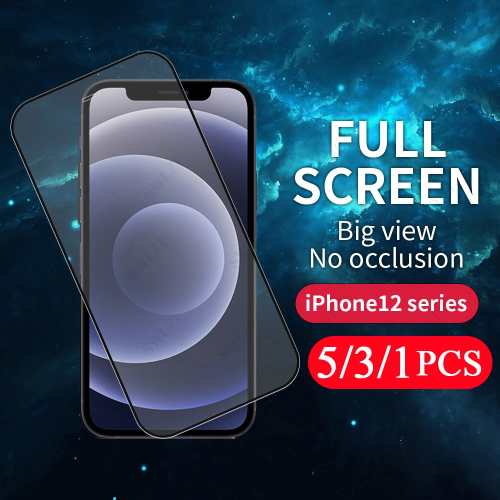 5/3/1 шт. полное покрытие для IPhone 7 8 Plus 11 Pro 12 Mini X XS Max XR SE 2020 защита экрана телефона