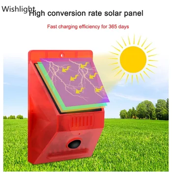 

Solar Alarm Light Remote Control Alarm PIR Induction Infrared Sound and Light Alarm Lamp Courtyard Garden Night Lamps