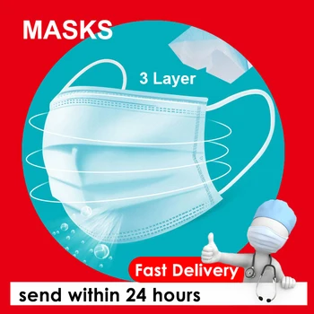 

In stock 30PCS Disposable Mask Respirator Face Masks Blue White Disposable 3 Layers Dustproof Mask Facial Protective Masks #8952