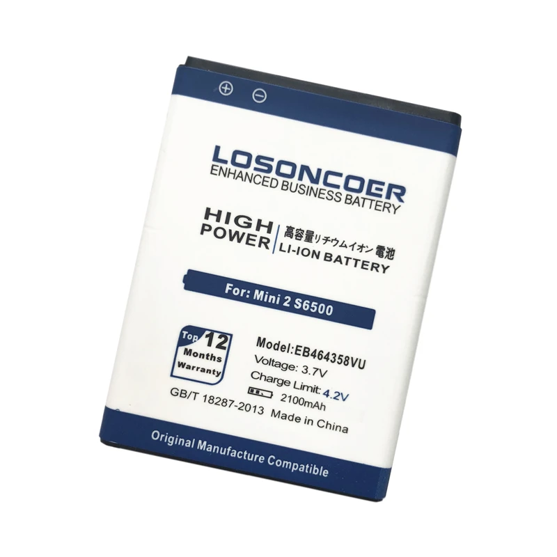 LOSONCOER 2100 мАч EB464358VU запасная батарея для samsung Galaxy Y Duos S6102 Mini 2 S6500 S6802 Galaxy Ace Plus S7500 S7508