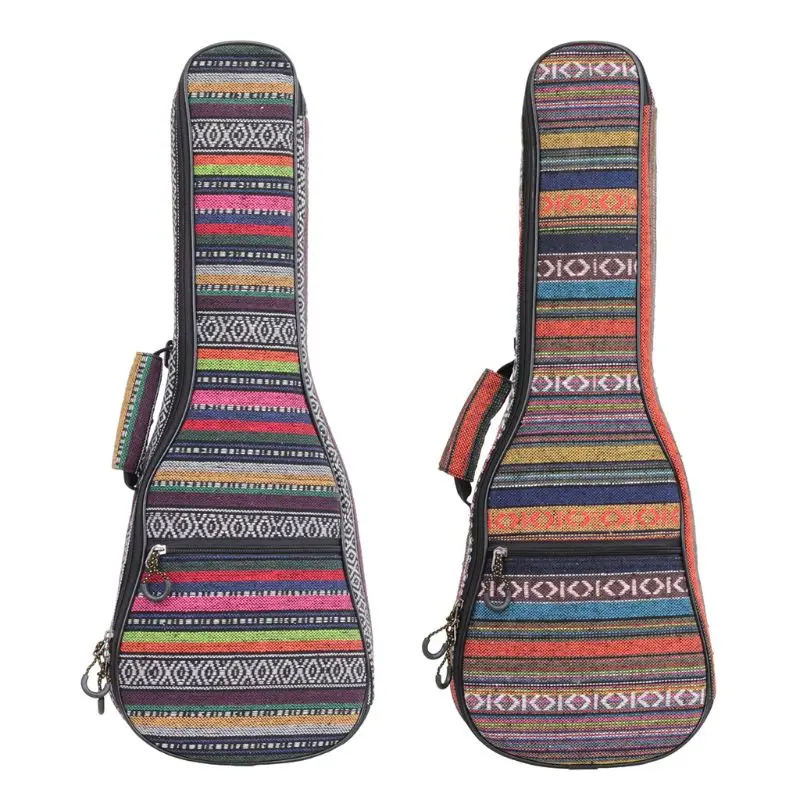 21/23/26" Ukulele Bag Ethnic Style Carrying Case Backpack Double Shoulder Bag Q6PB