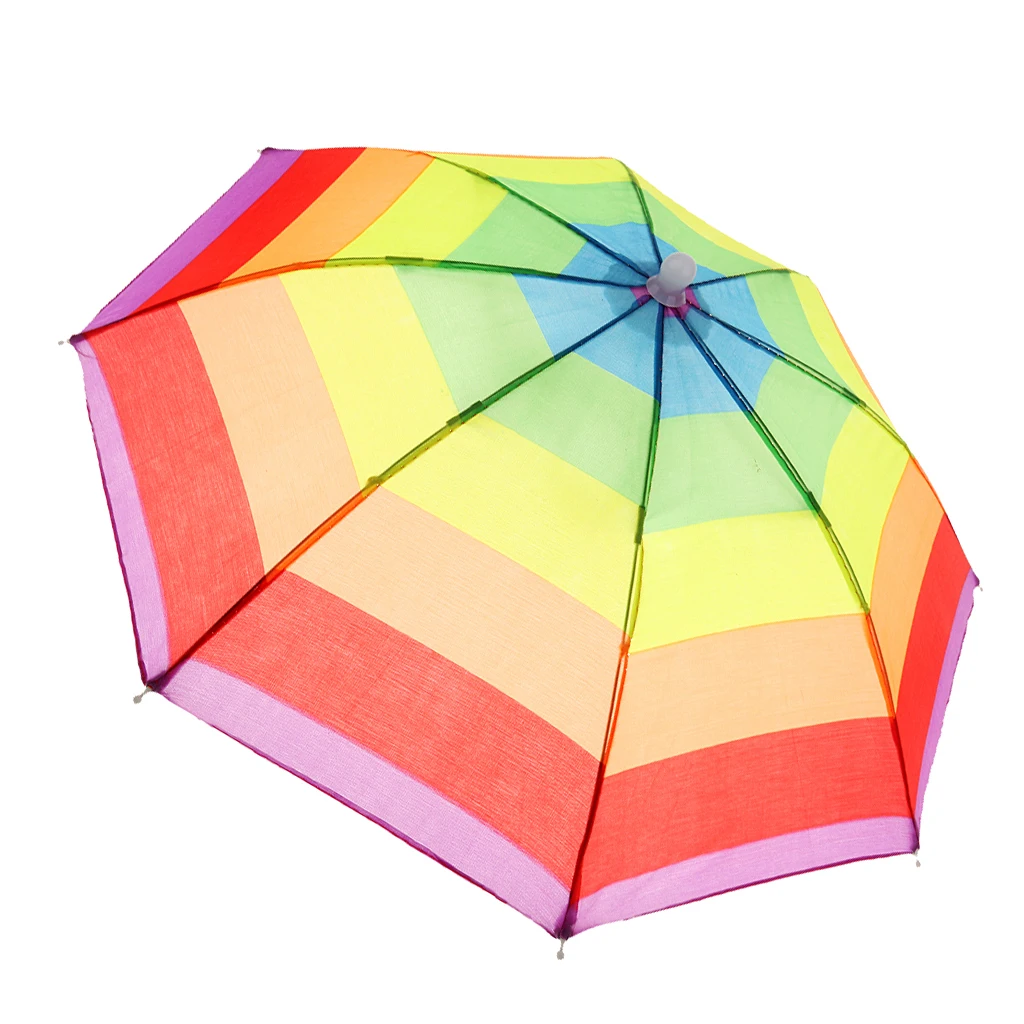 Rainbow Sun Rain Protection Umbrella Hat Kids Children Outdoor Headwear Para for Camping Fishing Hunting Hiking