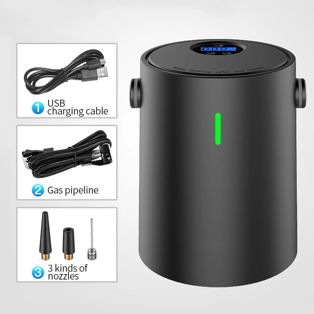 12V 150PSI USB интерфейс портативный воздушный компрессор надувной насос с ЖК-дисплеем для автомобильных велосипедов шины шары кольца для плавания - Цвет: Зеленый