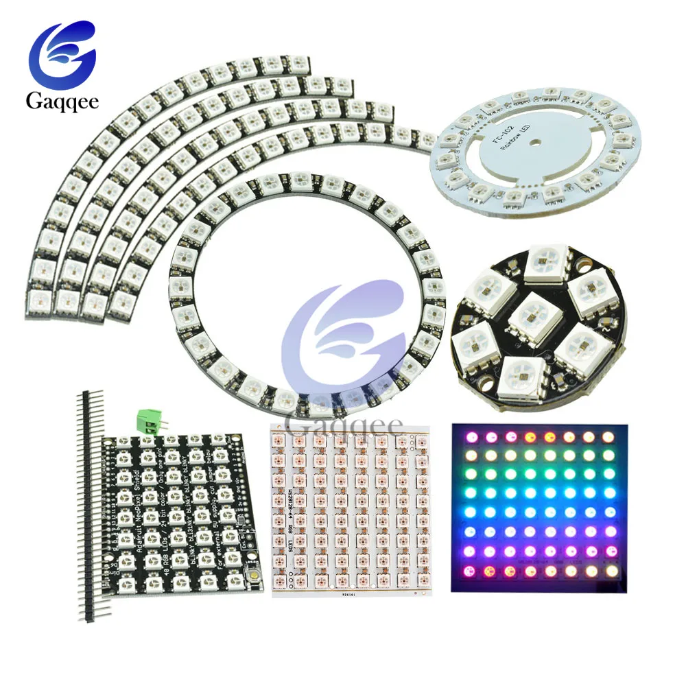 Модуль WS2812 12 16 24 40 60 64 бит 5050 RGB полноцветный светодиодный кольцевой светильник со