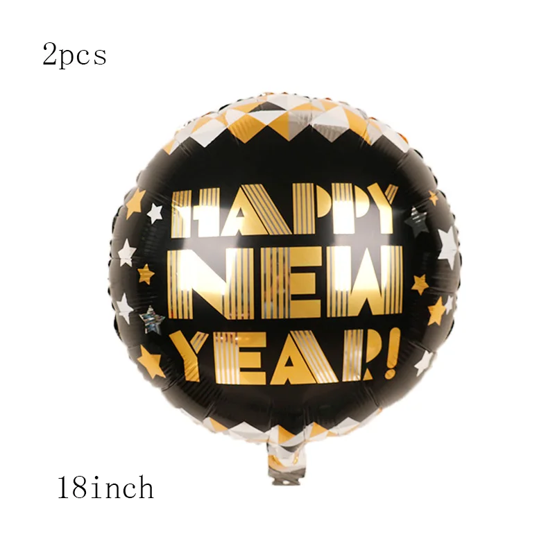1set-2pcs 1 комплект шампанского с новогодней фольгой воздушный шар с черными и золотые воздушные шары комплект для счастливого Нового года вечерние украшения детские подарки - Цвет: 1set-2pcs