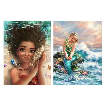 

Miss Mermaid Diamond Painting Full Drill 5D Diy Rhinestone Kit 30X40cm & Diamond Painting Cartoon Diamond Embroidery