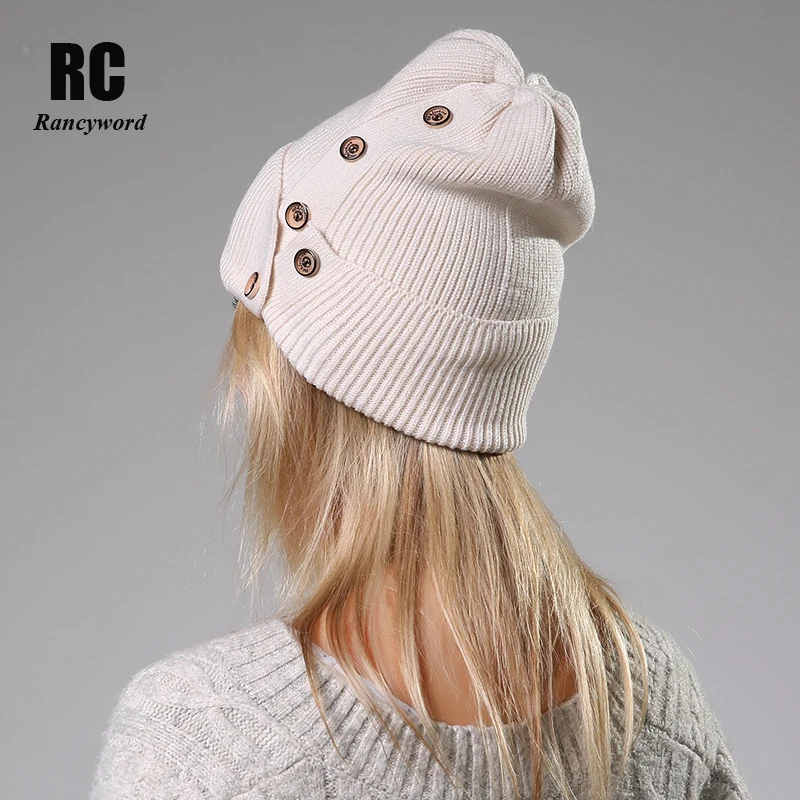 [Rancyword] Зимние шапки для женщин, шерстяная вязаная шапка из ангорской шерсти, шапки, женские теплые кроличьи меховые шапочки, шапочки для девочек, RC2078-1