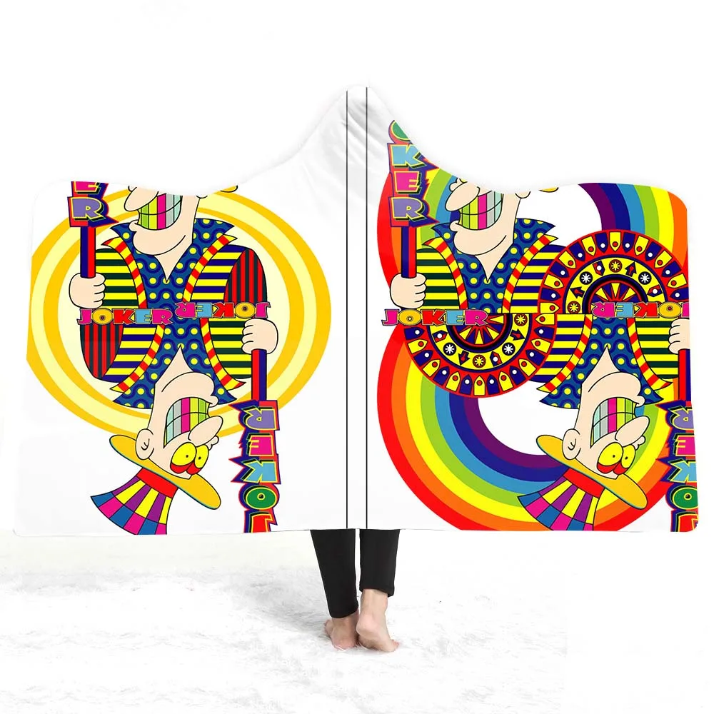 

Cartoon Character Hood Throw Blanket 3D Print Tarot Black Wearable Warm Blanket Sherpa Fleece Wearable Blanket for Adult Kids
