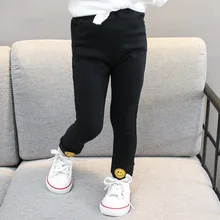 Детская одежда; осенние детские джинсы со смайликами; От 1 до 3 лет для девочек; Детские обтягивающие брюки; Стрейчевые брюки