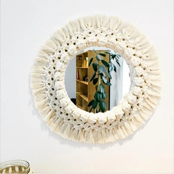 

Mirror Wall Hanging Nordic Wall Art Decoration Macrame Tapestry Home Wall Décor Y1QB