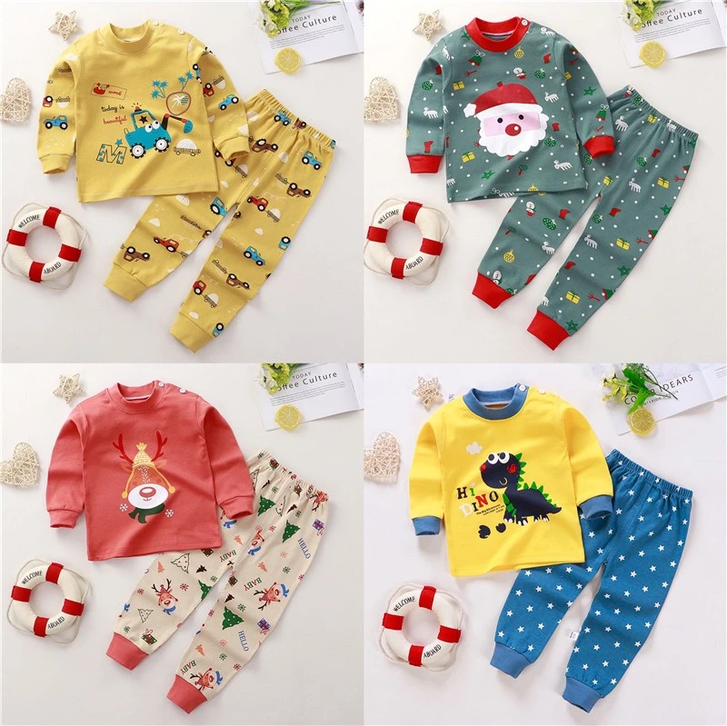 2022 Baby Pajamas Set Long Sleeve Tshirt Pants Clothing Suit Infant Toddler Boy Girl Christmas Clothes Home Outfits Baby Set Baby Clothing Set medium