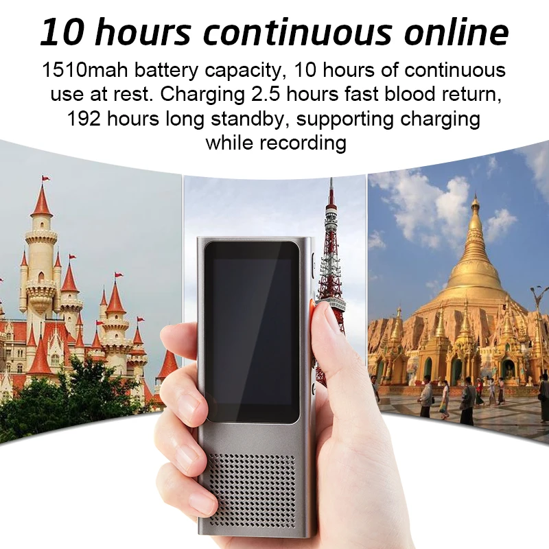 VLAMPO Translation AI Smart Voice 100 Languages Real-time Face-to-Face WIFI 2.4''TFT 12MP Multi-function Translator