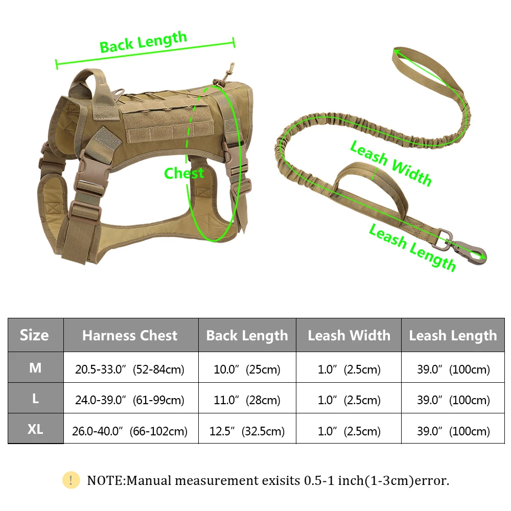 Tactical Dog Harness Vest Military Working Dog Clothes Harness Leash Set Molle Dog Vest For Medium Large Dogs German Shepherd - Image 6