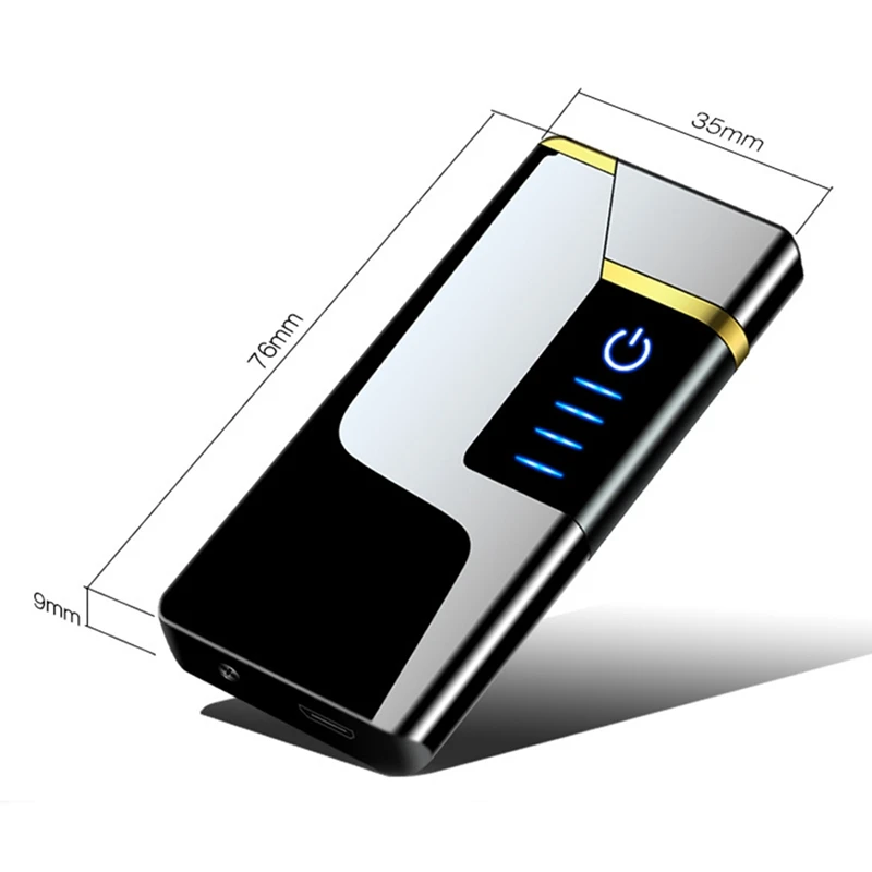 Touch Induction Visual Power Charge Display USB Double Arc Plasma Pulse usb Lighter Metal Windproof Gadgets for Men Lighters