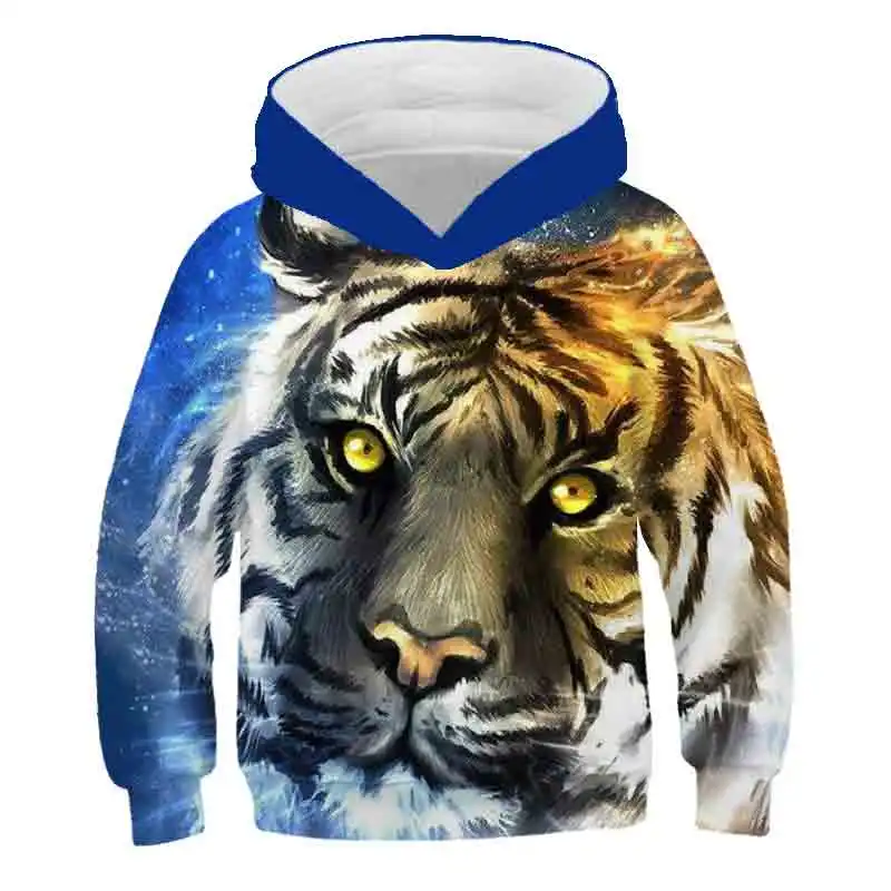 Детские толстовки с капюшоном Tiger King Модные свитшоты в стиле Харадзюку пуловеры