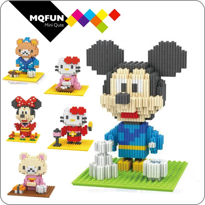 

Linkgo Cartoon kimono Mickey Minnie Mouse Rilakkuma Bear animal Mini Blocks Diamond Brick Diy Mini Building kid Educational Toy