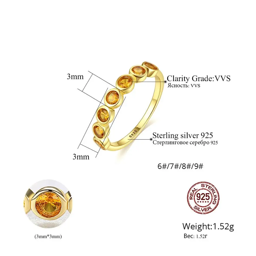 Gem& Time, элегантные кольца из стерлингового серебра 925 пробы, ослепительный цитрин, кольцо на палец для женщин, ювелирные изделия из драгоценного камня, топаз, обручальное кольцо SR025