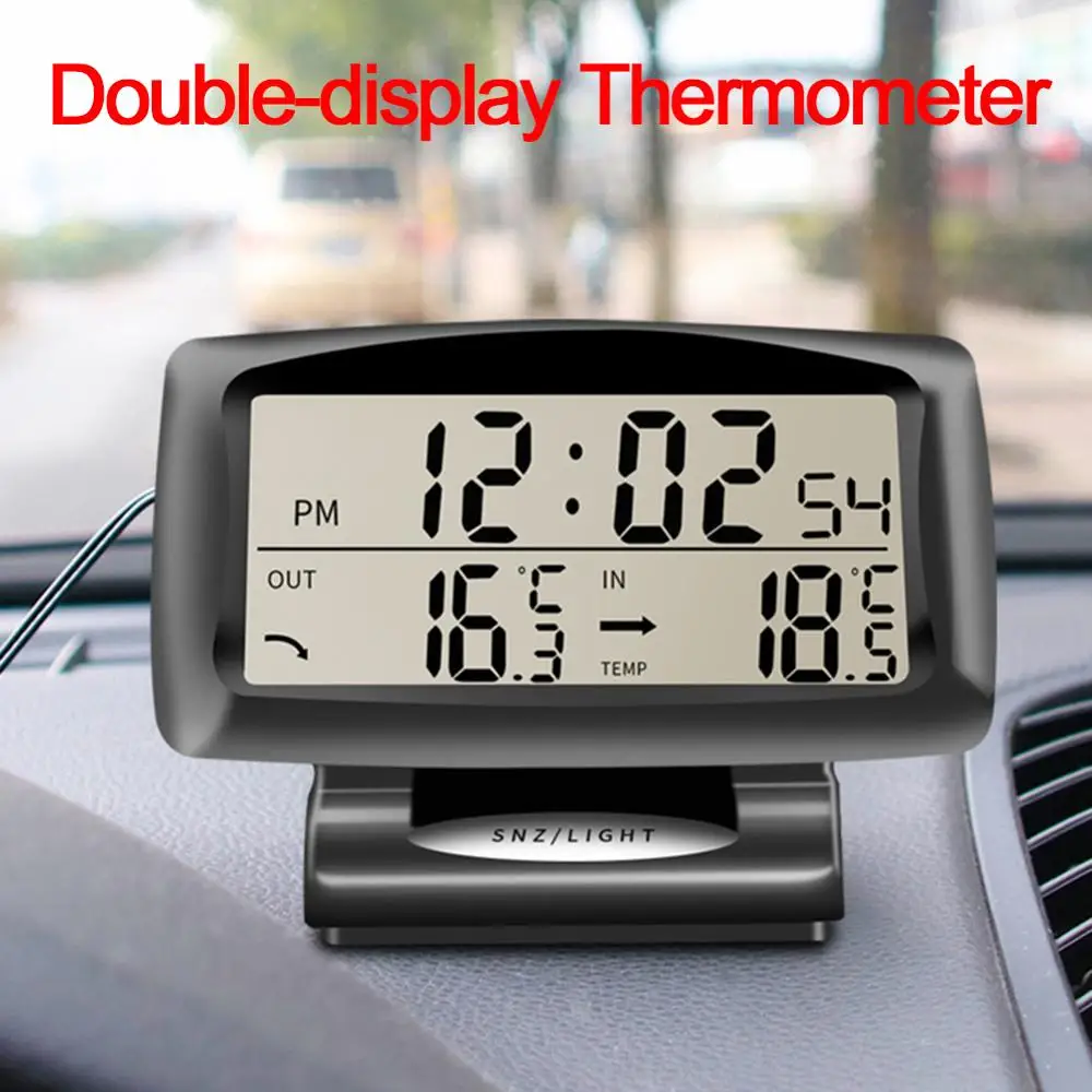

Dual Sensors LCD Blue Backlight Car Electronic Clock Temperature Meter Auto Indoor And Outdoor Thermometer