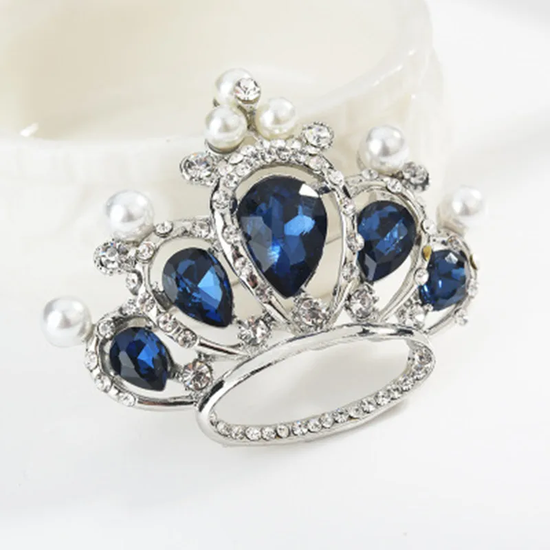 crown pin Crown Brooch broches for women zirconia blue Crystal Brooches