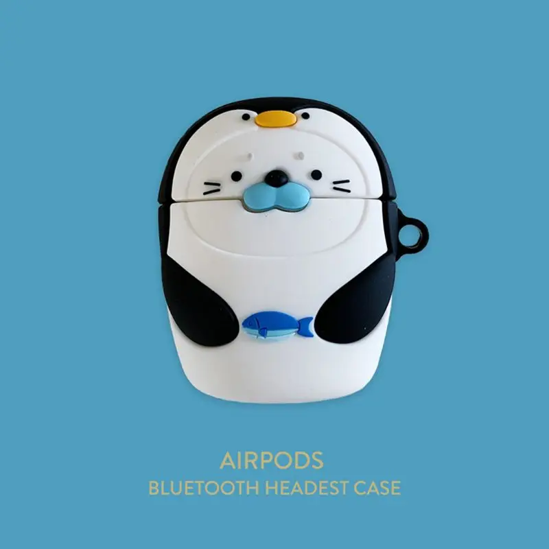 Прекрасный Печать Пингвин чехол силиконовый защитный чехол для Airpods 1/2 зарядным устройством