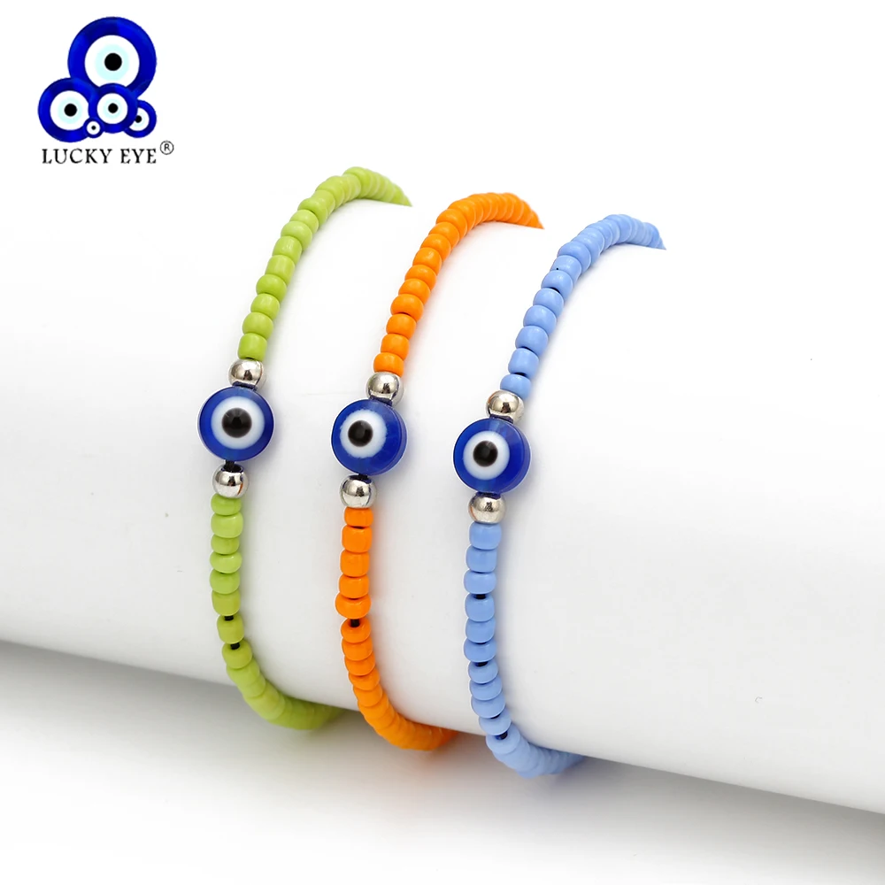 Lucky Eye Miyuki Bead синий браслет evil Eye Плетеный Браслет-цепочка Strand браслет регулируемые ювелирные изделия для женщин и мужчин EY6483