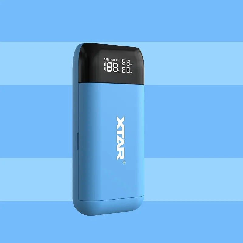 PB2S-BLUE XTAR Мощность банк Зарядное устройство PB2S Портативный USB Зарядное устройство ЖК-дисплей Тип-C QC3.0 быстрой зарядки 20700 21700 18650 Батарея Зарядное устройство Мощность банка - Цвет: PB2S-BLUE