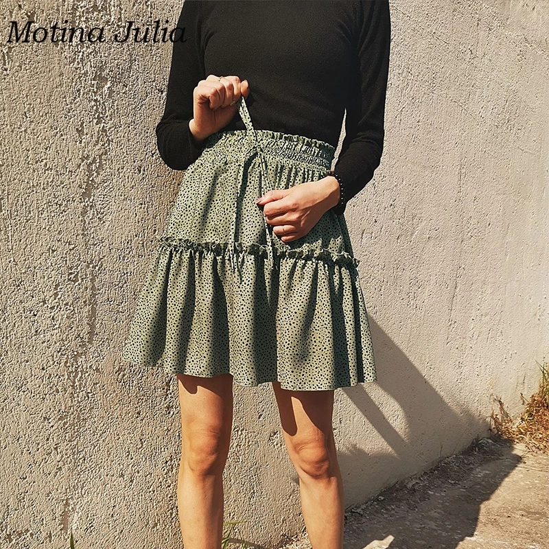 Motina Julia, леопардовая расцветка, мини-юбка, нижняя Женская юбка с бантом спереди, пляжная юбка в стиле бохо, женская