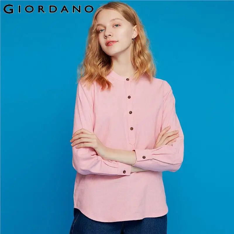 Giordano/Женские блузки фланелевые Блузы с круглым вырезом и длинными рукавами, женские мягкие женские блузы Contton Thinkness 13349803