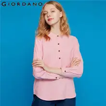 Giordano/Женские блузки фланелевые Блузы с круглым вырезом и длинными рукавами, женские мягкие женские блузы Contton Thinkness 13349803