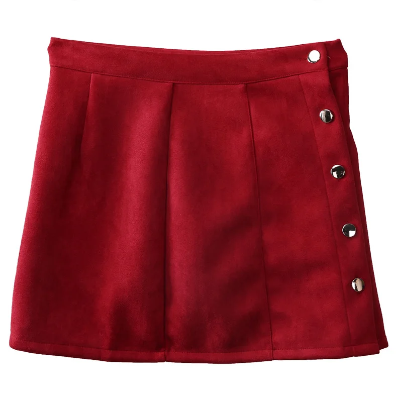 Элегантные женские модные летние юбки с высокой талией, однобортные однотонные облегающие мини-юбки трапециевидной формы из замши и кожи, 2 стиля