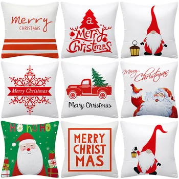 

Christmas Snowman Printed Sofa Decorative Cushion Cover Pillow Pillowcase Polyester Throw Pillow Home Decor Pillowcover 41038