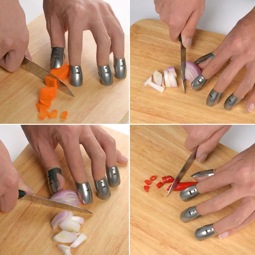 4pcs Stainless Steel Finger Guard Protect Cutting Vegetables Protector Knife Cut Finger Protection Hand Guard Kitchen Gadgets