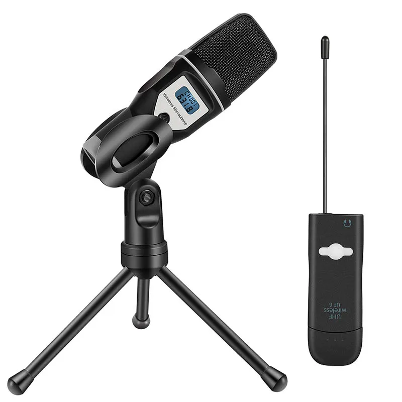 

USB Sound Card UHF Wireless Microphone with Tripod for Audio Computer Karaoke Live Broadcasting ING-SHIPPING
