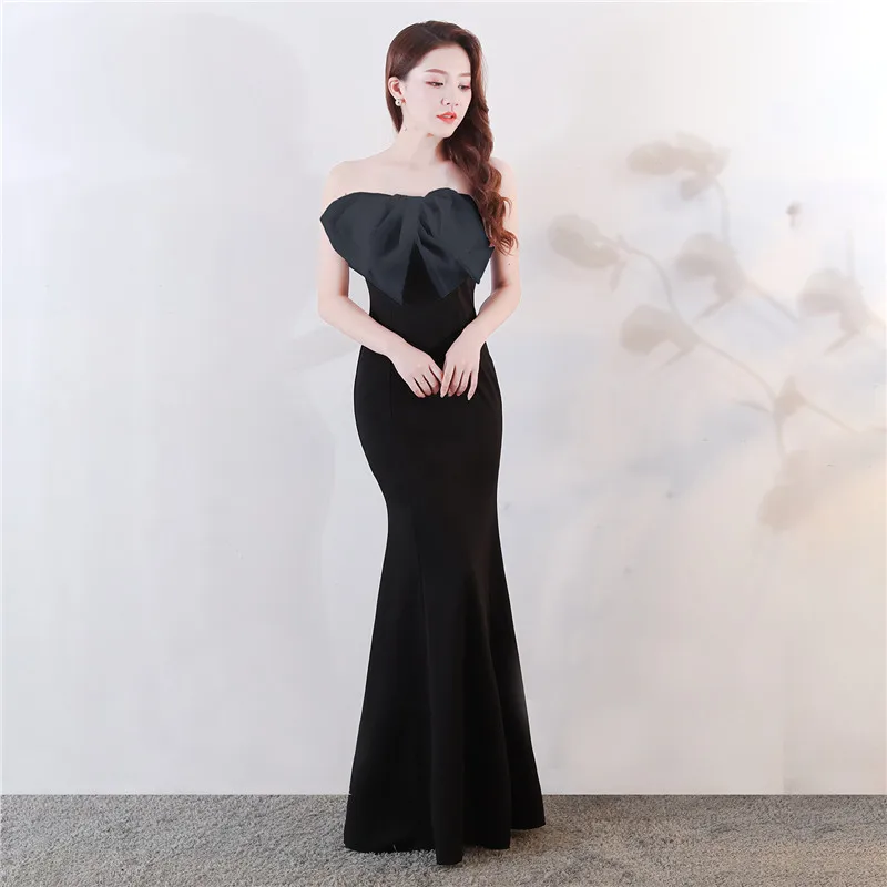 Skyyue вечернее платье одноцветное без рукавов robe De Soiree Спинки женские вечерние платья лодочка шеи Формальные Вечерние платья C141-DS1 - Цвет: Black