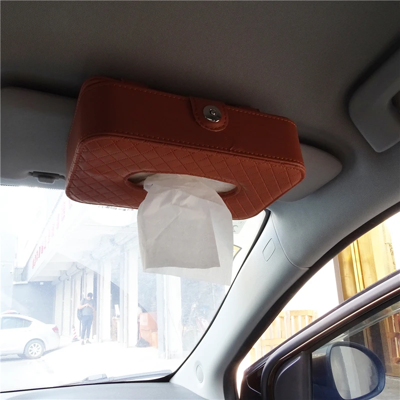 

PU Leather Hanging Storage Box Car Tissue Box Napkin Holder Sun Visor Hanging Tissue Box For Car Universal Seat Accessories