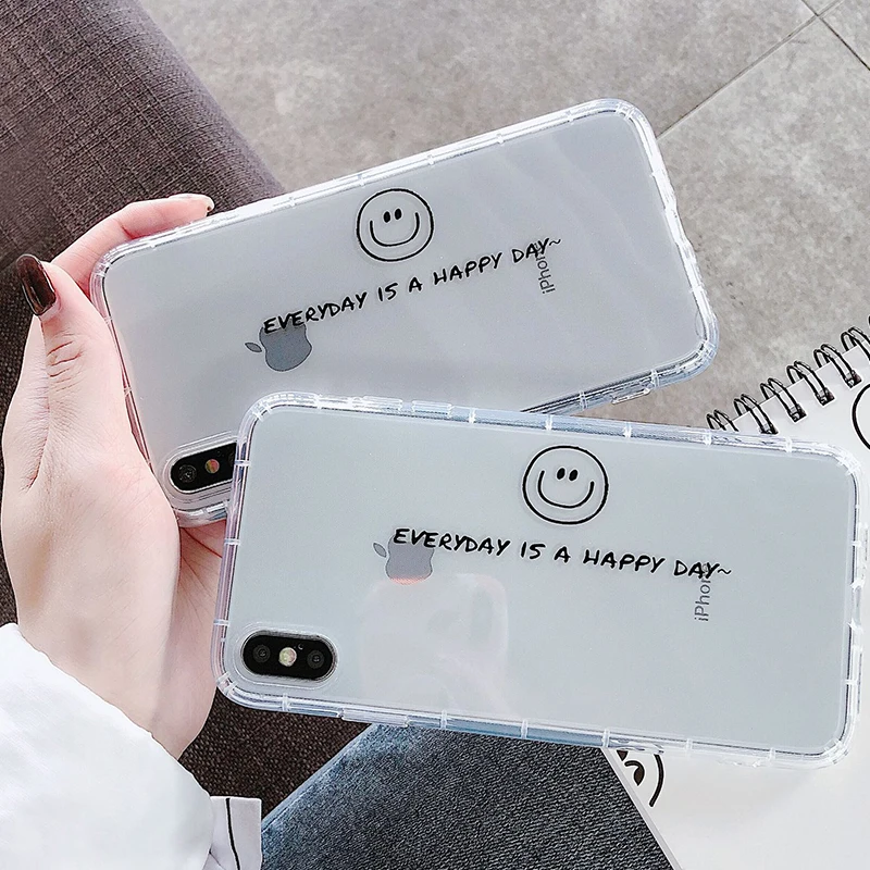 Простой чехол для телефона с изображением улыбки iPhone 6 6s 7 8 Plus X Xs XR Max мягкий