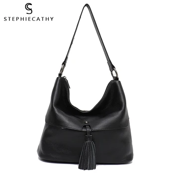 

SC Genuine Leather Small String Tassel Bag Girl Fashion Casual Leather Shoulder&Crossbody Bags for Women High Quality Handmade