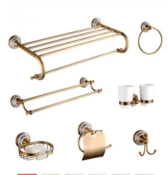 

Vidric Antique Bronze Bathroom Accessories Sets Towel Shelf Towel Holder Toilet Paper Holder Rove Hook Ceramic Bathroom Products