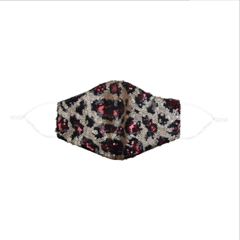 Reusable Anti Sequins Leopard Mask Mouth Breathable Pollution Face Shield Wind Proof Mouth Unisex PM2.5 Washable Masks