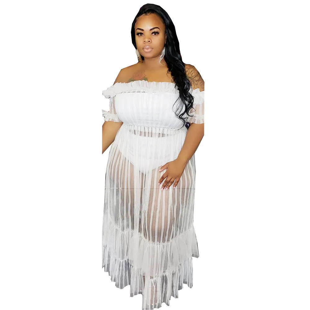 white dress Adogir, XL-5XL размера плюс, женское макси платье, с оборками, с открытыми плечами, с коротким рукавом, длинное, для ночного клуба, платья для вечеринок, женские, Vestidos - Цвет: white dress