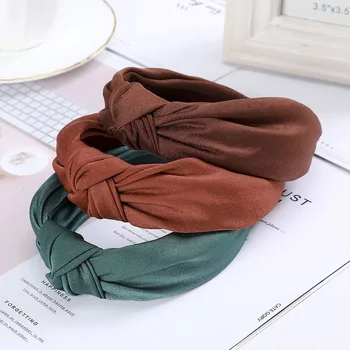 

Haimeikang Fashion Cross Knotting Bezel Head Hoop Solid Color Shiny Headband Headdress New Wide-brimmed Hair Accessories