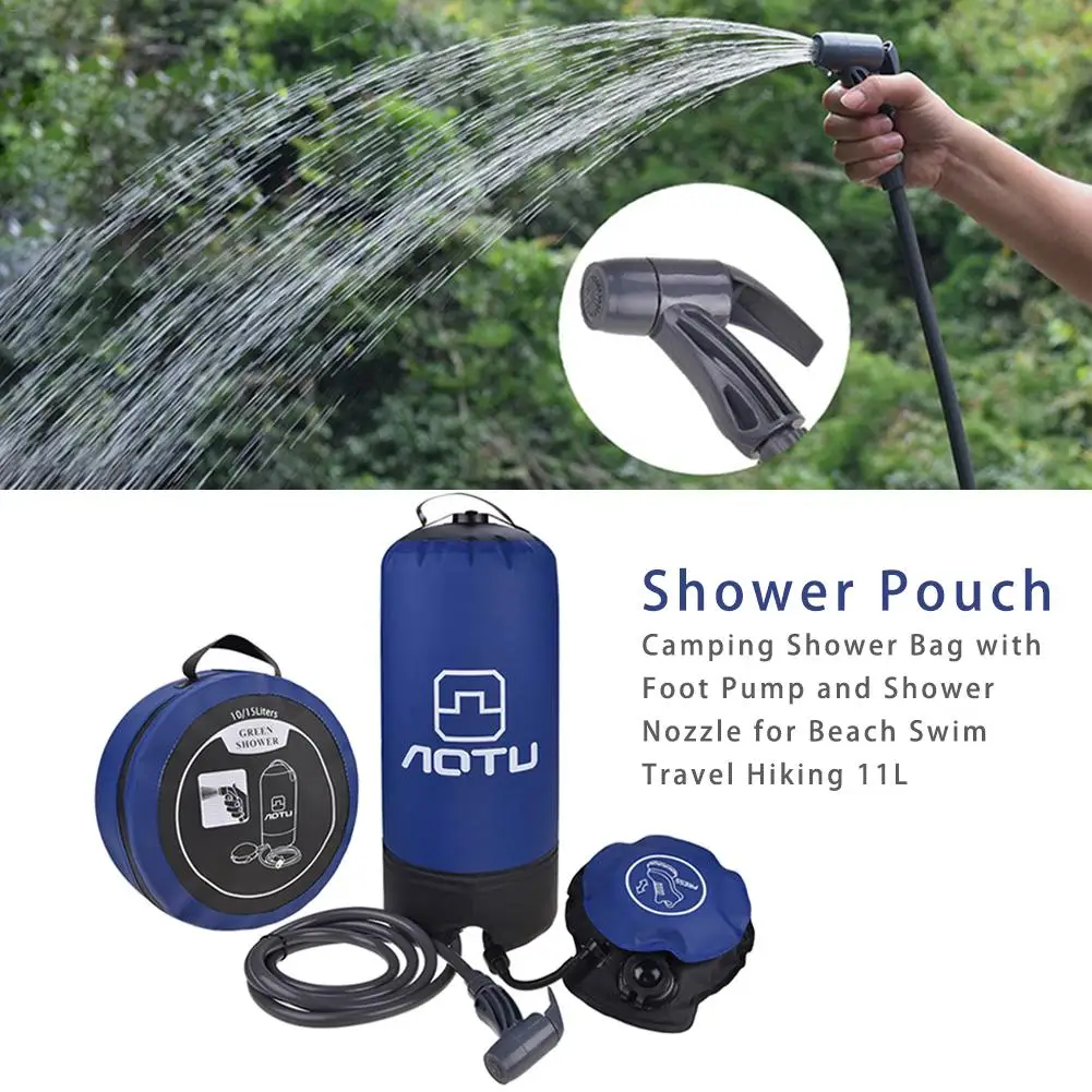 

11L PVC Outdoor Inflatable Shower Pressure Water Bag Lightweight Bathing Travel Water Storage Portable Camping Shower Water Bag