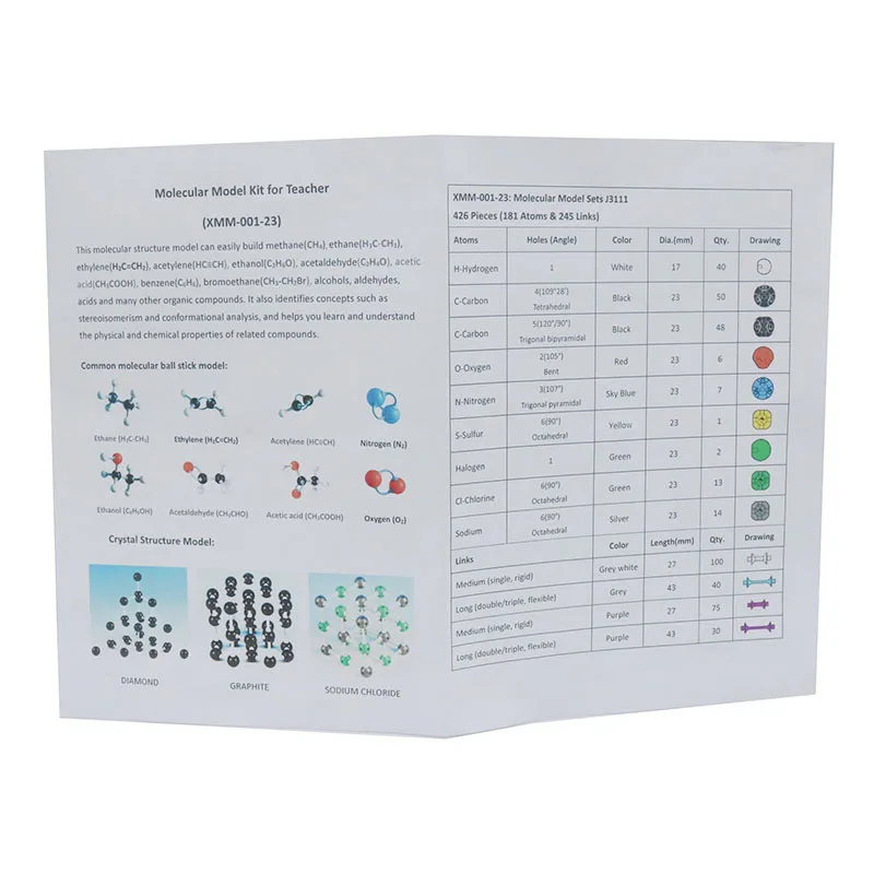426 pcs/set Chemistry teaching laboratory supplies can be combined with organic and inorganic molecular structural models