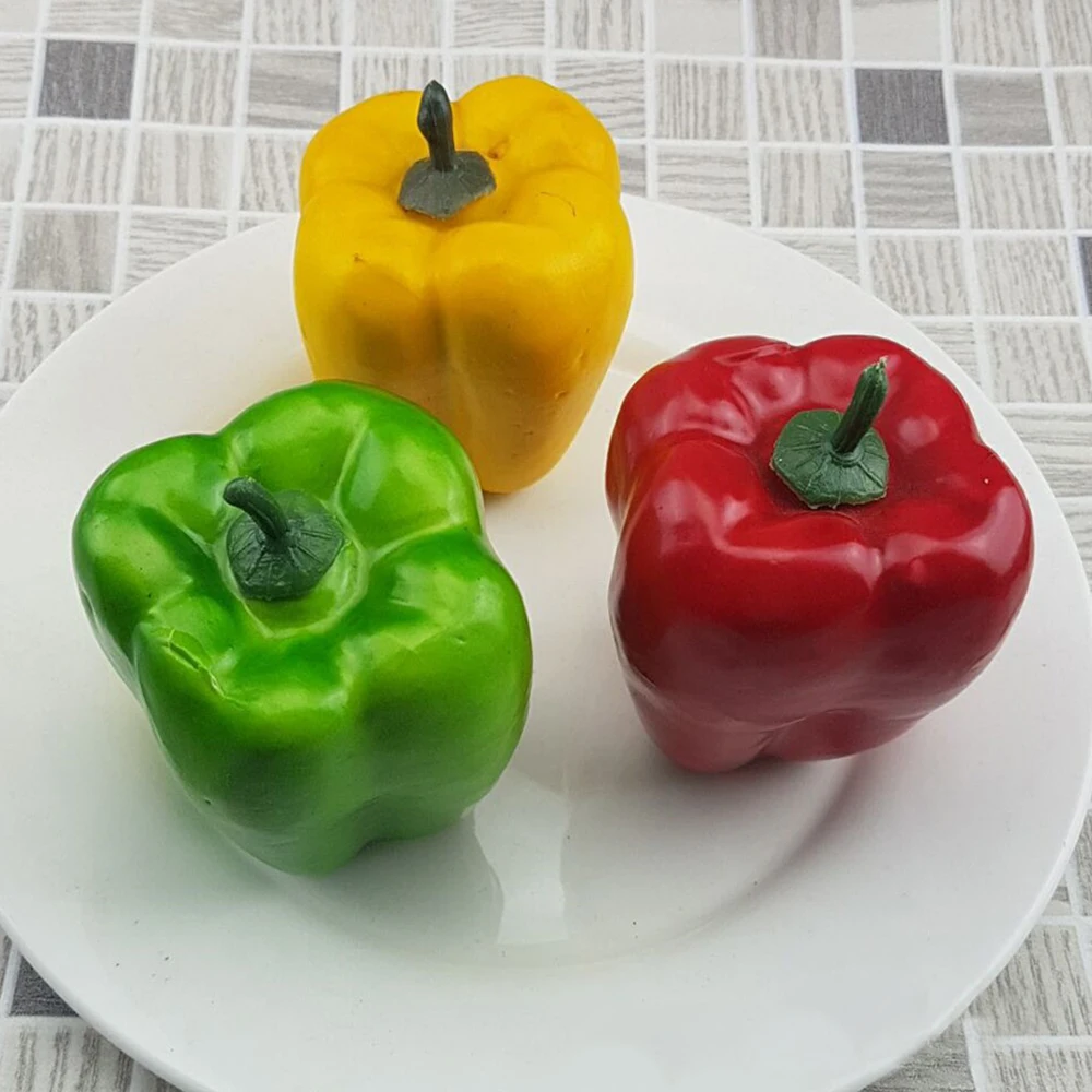 3 шт Искусственный колокольчик перец-пластиковые декоративные овощные перцы поддельные