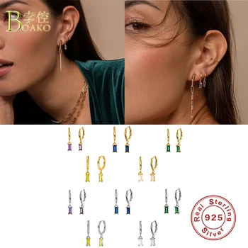 

2020Fashionable 925 Sterling Silver Hoop Earrings For Women Colourful Drop Earring Hoops Round Earings Jewelry Gold Pendientes