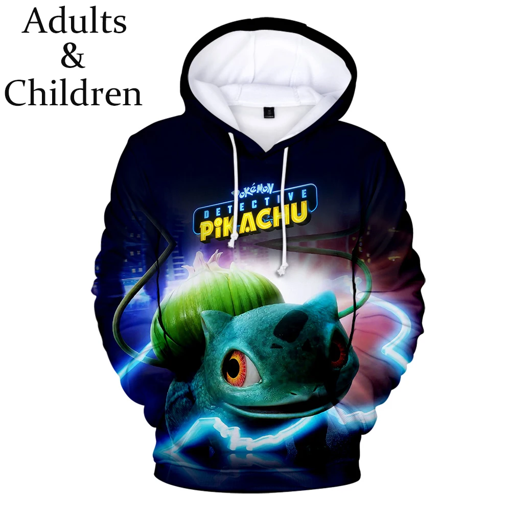 Autumn Pokemon Detective Pikachu 3D Hoodies Sweatshirts Men Women Fashion Hip Hop Kids Hoodies Sweatshirts 3D boys girls Hoodie