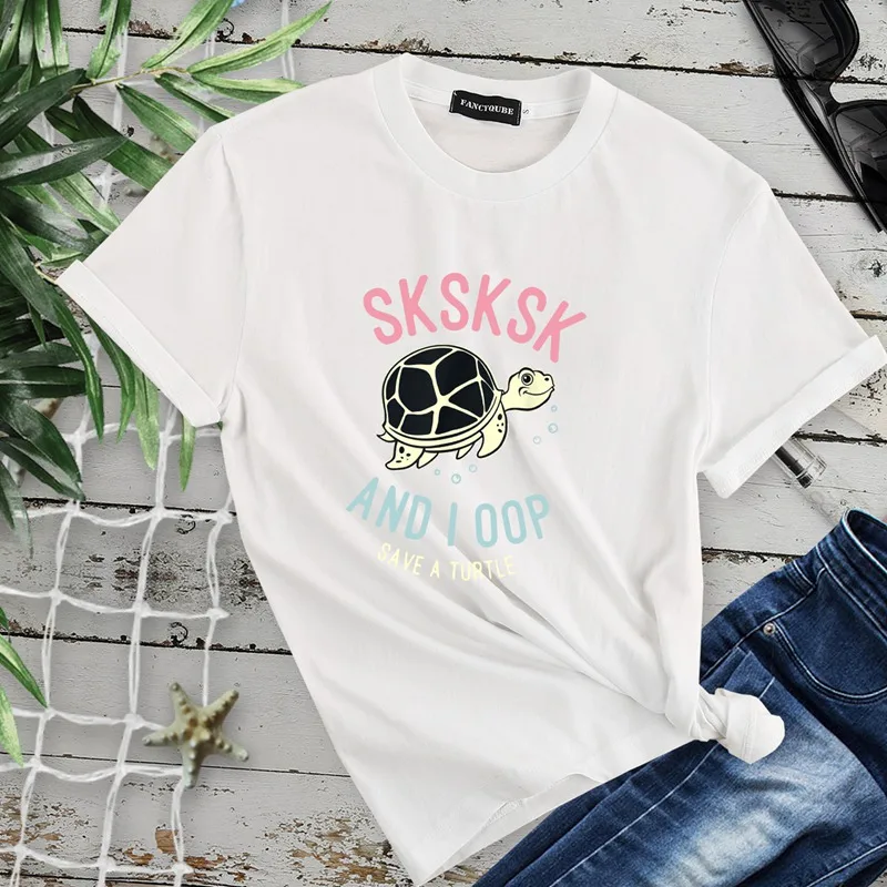Винтажная Футболка Sksksk And I Oop, женская футболка с коротким рукавом и круглым вырезом, уличная футболка