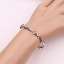 Мужской Открытый Браслет-манжета твист шипы проволока Pulsera титановая сталь геометрический браслет браслеты колючие украшения